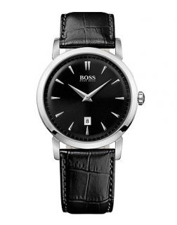 Hugo Boss Watch, Mens Ultra Slim Black Leather Strap 1512637   All