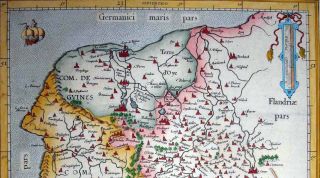 1619 Mercator Map Calais Boulogne Coast Very Decorative
