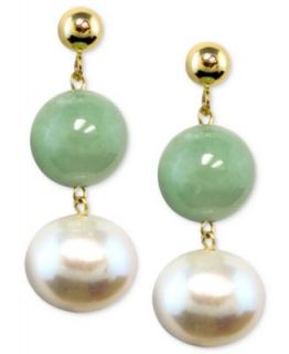14k Gold Bracelet, Cultured Freshwater Pearl and Jade   Jewelry