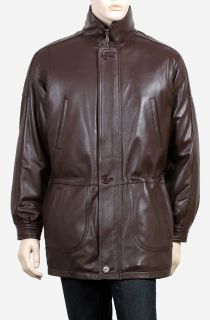 Mens Brown 3 4 Length Soft Lamb Leather Jacket Coat