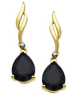 10k Gold Earrings, Onyx (3 1/5 ct. t.w.) and Diamond Accent Wave