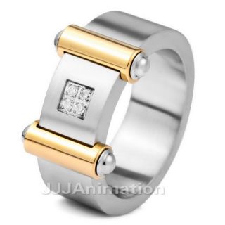 Mens Gold Stainless Steel Ring Wedding Band VE213
