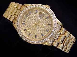 Mens Rolex 18K Gold Day Date President Diamond Watch