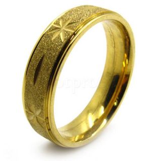 Mens Cool Gold Pattern Finger Ring Stainless Steel Stunning