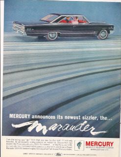 Vintage 1963 Mercury Marauder 390 V 8 Original Print Ad 