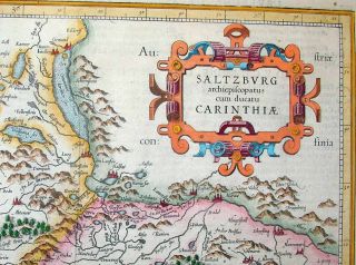 1619 1585 Mercator Map Salzburg Carinthia Austria