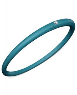 DUEPUNTI Silicone and Silver Bracelet, Diamond Accent Turquoise Bangle