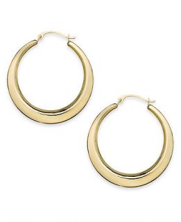 10k Gold Earrings, Polished Gradient Hoop Earrings   Earrings