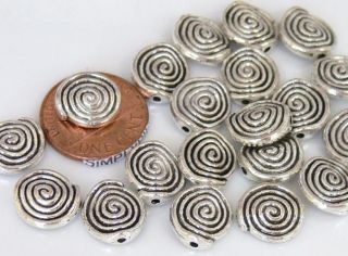 11mm Ammonites Antiqued Silver Pewter Metal Beads 18 MOT