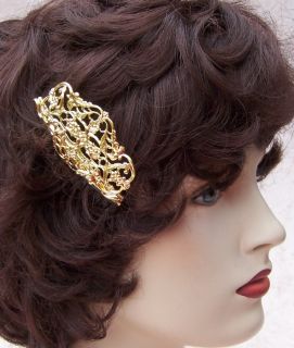 VINTAGE NEO BAROQUE STYLE CZECH GOLDTONE METAL HAIR COMB