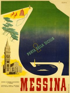 MESSINA Sicily Sicilia Italy Italia Travel Tourism Vintage Poster Repo