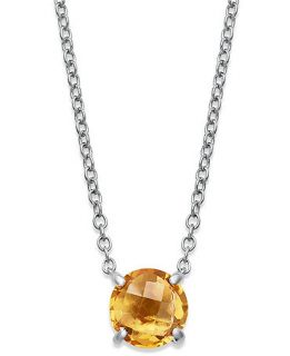 Sterling Silver Necklace, Round Cut Citrine Pendant (3 ct. t.w
