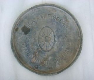 Antique Mica Axle Grease Oil Company Indiana Buggy Wagon Tin Oil Pan