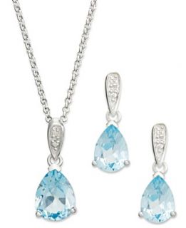 Victoria Townsend Sterling Silver Jewelry Set, Pear Cut Blue Topaz (7