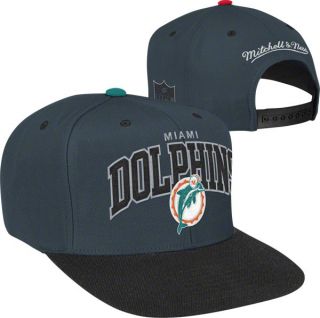 Miami Dolphins Mitchell Ness Arch Logo 2 Tone Snapback Hat