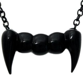 Gothic Punk Amazing Dark Black Vampire Fang Teeth Necklace New