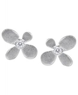 CRISLU Earrings, Platinum Over Sterling Silver Cubic Zirconia Blossom