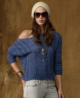 Denim & Supply Ralph Lauren Sweater, Long Sleeve Cable Knit Boat Neck