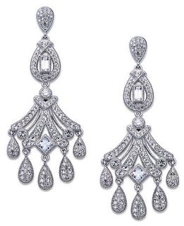 Eliot Danori Earrings, Silver Tone Crystal and Cubic Zirconia Splendor