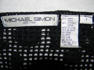 Vintage Michael Simon Black Crocheted Beaded Sweater Jacket Sz M / 1