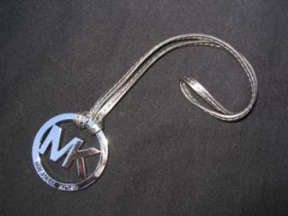 New Michael Kors Silver Chrome MK Silver Metalic Leather Strap Hangtag