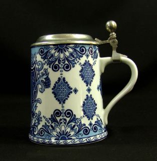Old German Merkle Porcelain Beer Stein Tankard Mug Lid