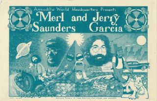 Jerry Garcia Merl Saunders Austin 1974 Armadillo Concert Poster