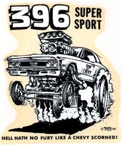 Ed Big Daddy Roth 396 Super Sport Chevy Original Vintage Decal
