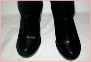 Michael Kors Calista Black Wedge Knee Boots Silver Sheen Sz 6 9