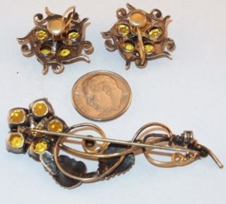 Vtg 12K Rose Gold Filled I Michelson Brooch Earrings
