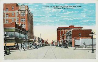 Michigan City Indiana in 1920s Franklin Street North from 8th Vintage