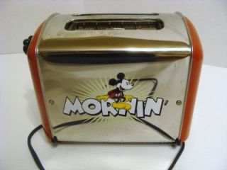 Disney Mickey Mouse Red Chrome Toaster for Parts or Repair not Working