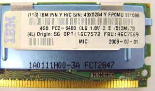 Micron 32GB 8X4GB MT36HTF51272FDY PC2 6400F DDR2 IBM Server Memory RAM