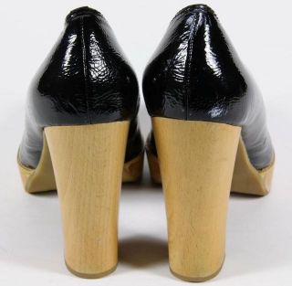 Michael Michael Black Patent Leather Wood heeled Pumps 8 5 M