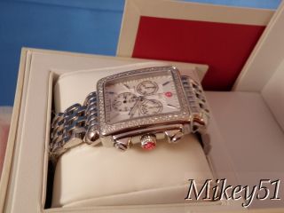 New Michele Large Deco XL Diamond Watch MW06J01A1025 SS Bracelet $2145