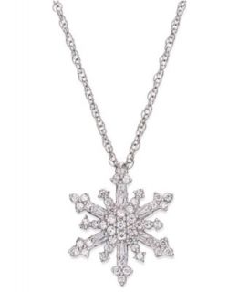 Diamond Necklace, Sterling Silver Diamond Snowflake Pendant (1/4 ct. t