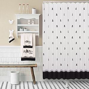 New Vintage Black White Mickey Mouse Silhouettes Shower Curtain