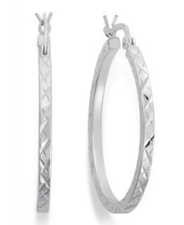 Giani Bernini Sterling Silver Earrings, Textured Hoop Earrings