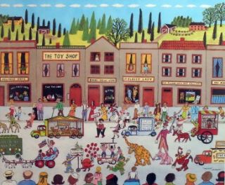 Mike Falco Parade Framed Mint Signed Lithograph RARE Circus Carnival