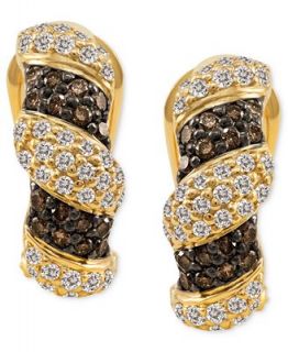 Le Vian Diamond Earrings, 14k Gold White and Chocolate Diamond Stripe