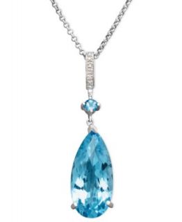 Sterling Silver Necklace, Blue Topaz (16 1/2 ct. t.w.) and Diamond