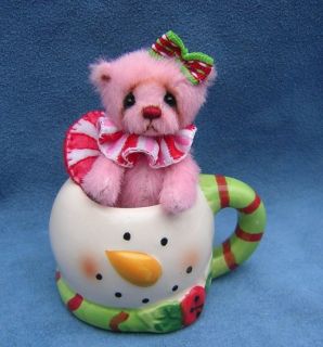 Mina Miniature Mini Christmas Teddy Bear by Nancy McNally OOAK