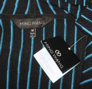 Ming Wang Black Riviera Pinstripe Cardigan Jacket