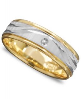 Mens 14k Gold and 14k White Gold Ring, Milgrain Edge (Size 6 13