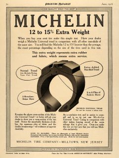 Ad Michelin Rubber Universal Tread Tires Milltown New Jersey Car Parts