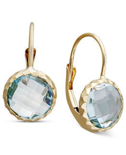 14k Gold Earrings, Bezel Set Blue Topaz Drop (4 3/4 ct. t.w