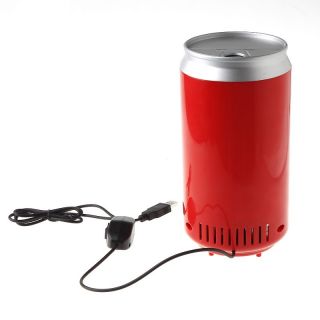 Red Mini USB Fridge Beverage Drink Cans Cooler Warmer Refrigerator for