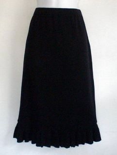 Ming Wang Petite Black Acrylic Knit Skirt Ruffle Hem Sz PS