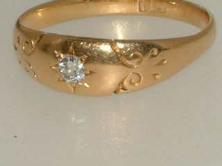 Antique 18 Carat Gold Old Cut Diamond Signet Ring Size P