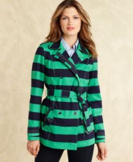 Tommy Hilfiger Coat, Long Sleeve Belted Trench   Womens Coats